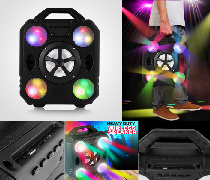 Heavy Duty Q910 Magic Lights 8W Stereo Bluetooth Speaker Supports Micro SD and USB Black - Zoom Image 10