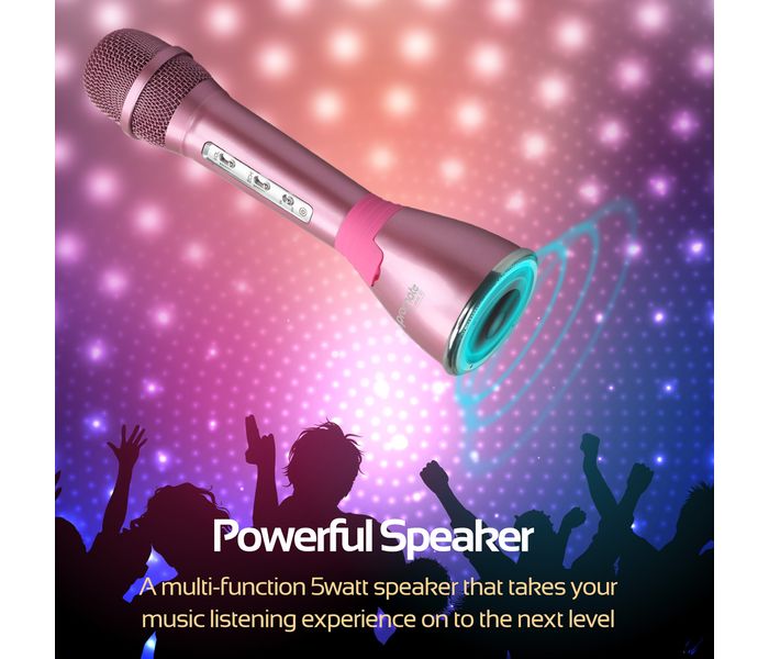 Promate VocaMic-2 Wireless MicroPhone karaoke Machine with Bluetooth Speaker, Pink - Zoom Image 5