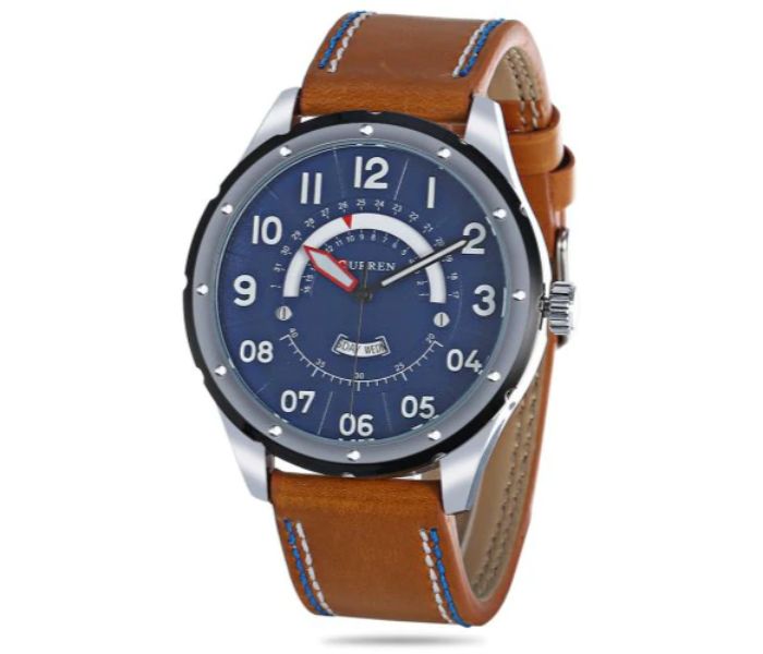 Curren 8267 Quartz Watch For Men Blue And Brown - Zoom Image 1