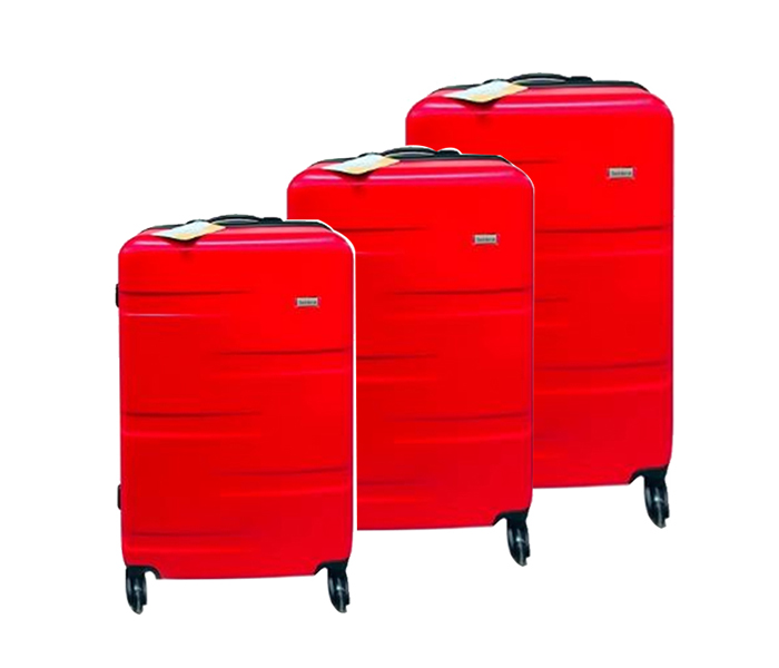 Traveller TR-1017 28-inch Abs with PU Lining 4 Wheel Trolley Bag Set - Red, 3 Pieces - Zoom Image