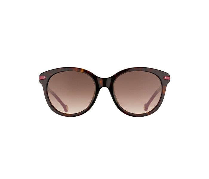 Carolina Herrera SHE602 0743 Oval Brown & Yellow Havana Frame and Brown Mirrored Sunglasses for Women - Zoom Image 3