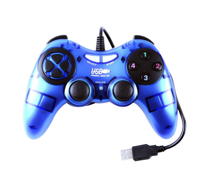 Trands TR-JP6479 USB 2.0 Dual Shock Vibration Single Controller Gamepad for PC - Blue & Black - Zoom Image 2