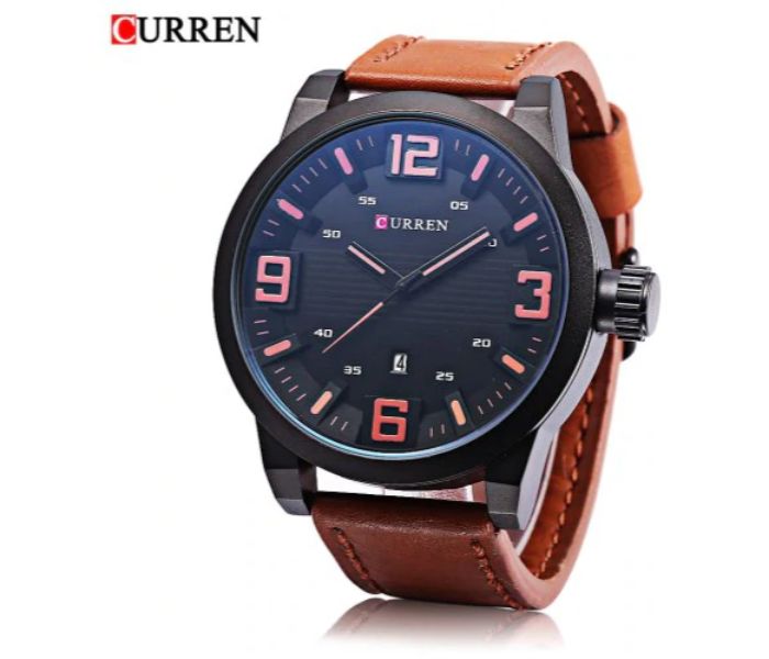 Curren 8241 Analog Quartz Watch For Men Brown And Blue - Zoom Image 1