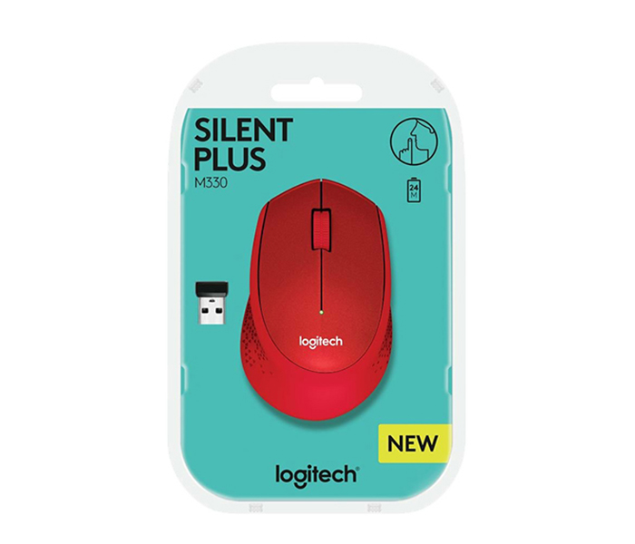 Logitech 910-004911 M330 Silent Plus 2.4GHz Wireless Mouse - Red - Zoom Image 5