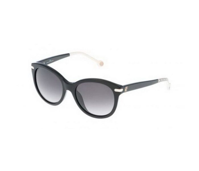 Carolina Herrera SHE602 0700 Oval Black Frame & Black Mirrored Sunglasses for Women - Zoom Image