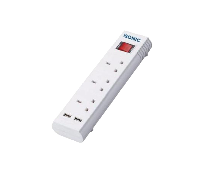 iSonic IX 210 3 Way Extension Socket - White - Zoom Image