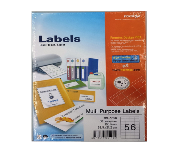 Formtec FT-GS-1056 56 Labels - 100 Sheets, White - Zoom Image