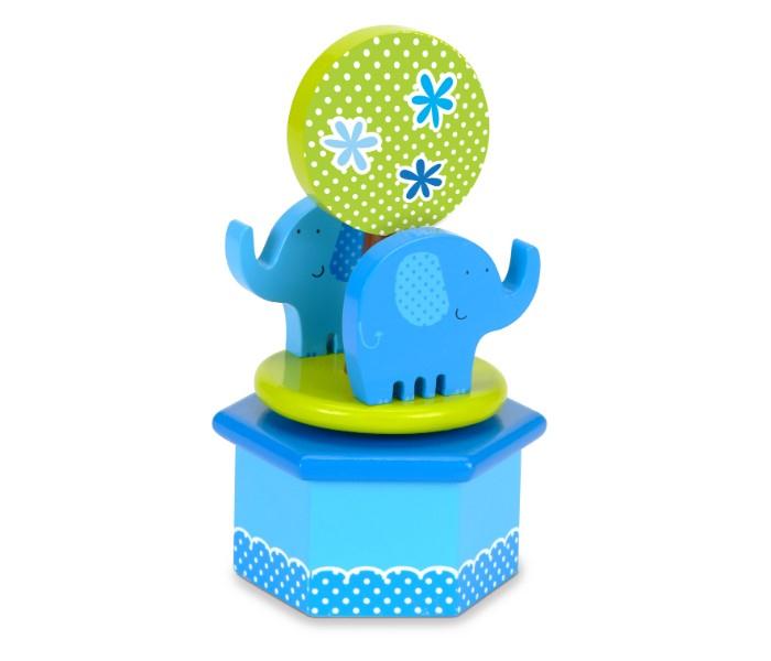 Fiesta Crafts T-2748 Musical Box Elephants Blue & Green - Zoom Image