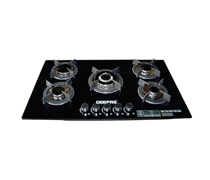 Geepas GGC31011 5 Burner Gas Stove with Built-in Glass Gas Hob - Zoom Image