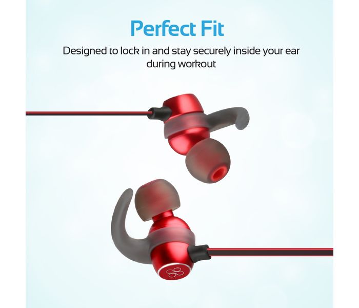 Promate Spicy-1 High Definition Wireless Secure-Fit Stereo Magnetic Earbuds, Red - Zoom Image 2