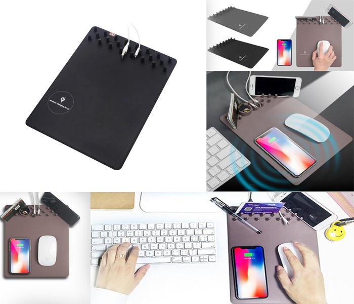 Wireless Qi Multi-function Holder Fast Charger Anti-Slip Mouse Pad Black - Zoom Image 1