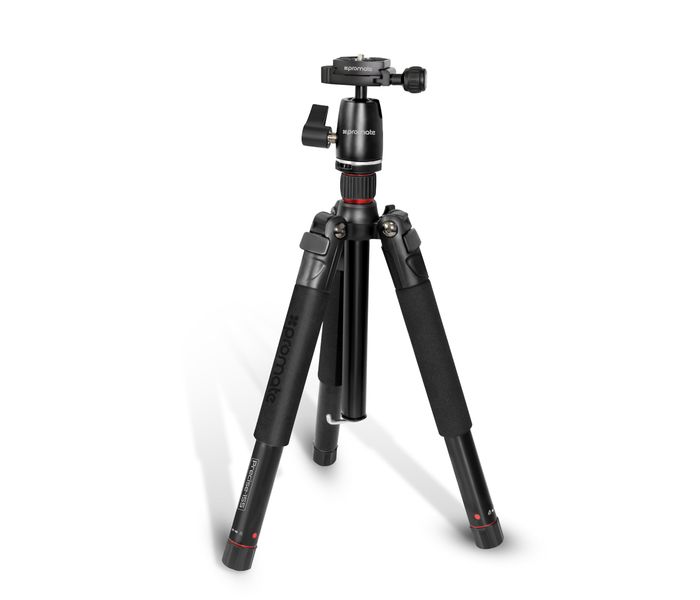 Promate Precise-155 Lightweight 5-Section Adjustable Aluminum Tripod Monopod with Dual Bubble Level, Black - Zoom Image 9