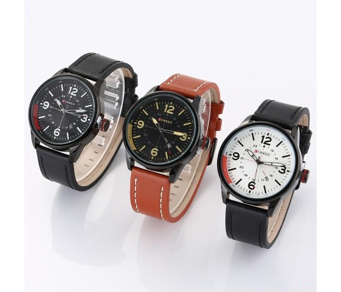 Cureen Leather Starp Watch For Men, Brown & Blue - p6 - Zoom Image 4