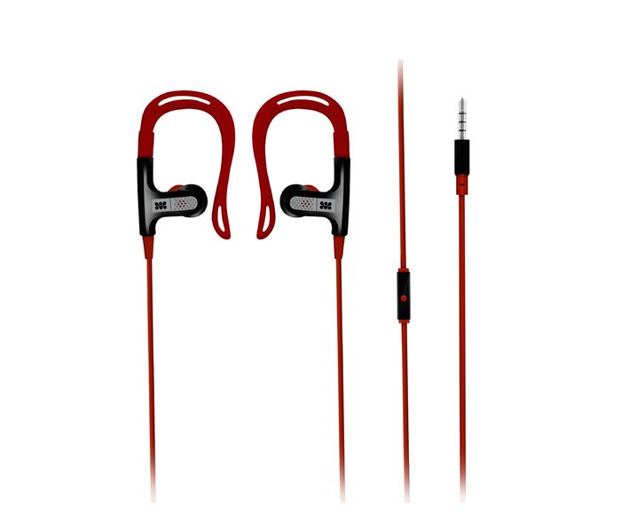 Promate Glitzy Premium In Ear Noise Isolating Earhook Over-Ear Headphones, Red - Zoom Image 6