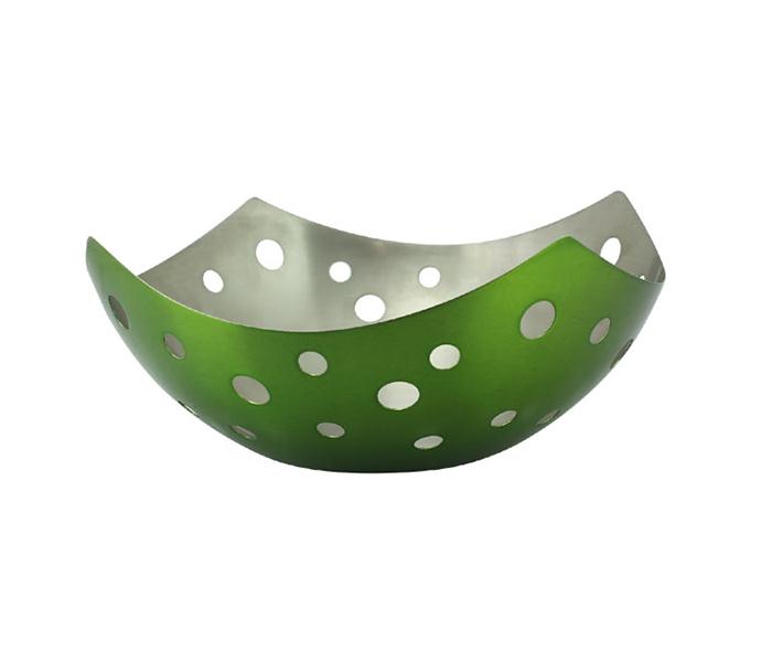 Royalford RF6937 23 cm Stainless Steel 4 Corner Lacquered Fruit Bowl - Green - Zoom Image