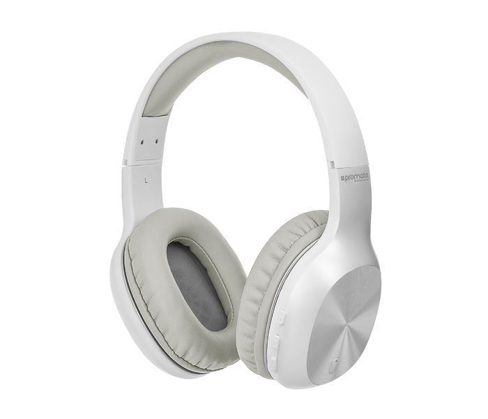 Promate Symphony Hi-Fi On-Ear Wireless Headset with Passive Noise Cancellation, White - Zoom Image 7