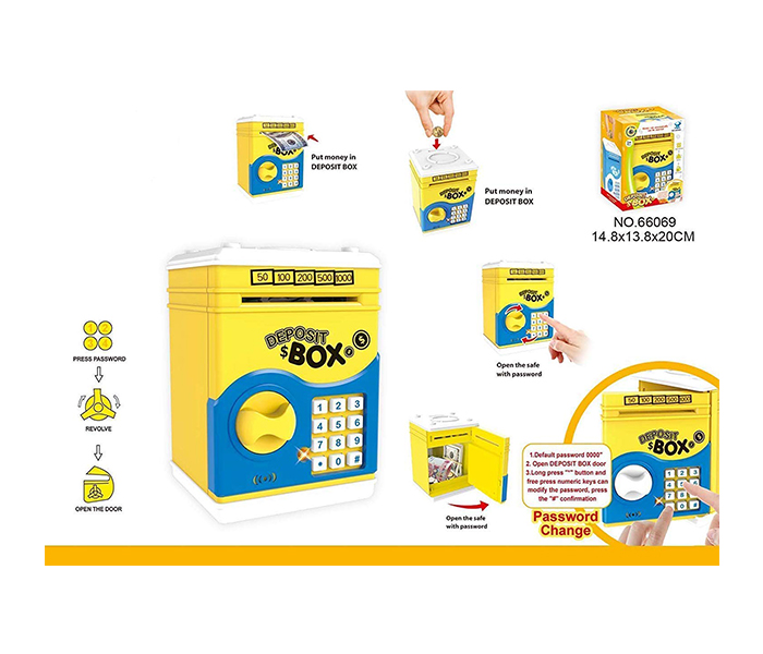 Mini ATM with Electronic Lock for Kids - Yellow - Zoom Image 1