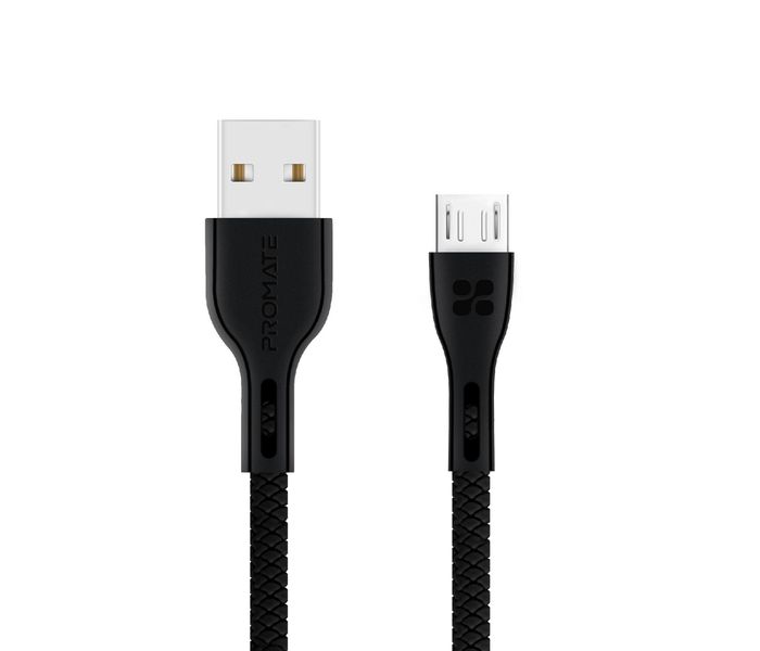 Promate Powerbeam-M Premium 2A Android Fast Charging Micro-USB Cable with Over-Charging Protection - 1.2 Metre, Black - Zoom Image 7