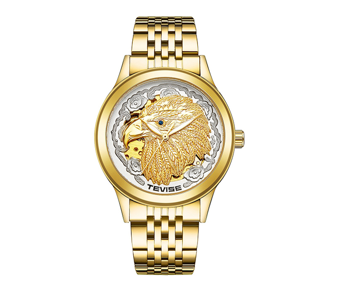 Tevise 9006-1 Eagle Men's Luxury Mechanical Watch - Gold & White - Zoom Image