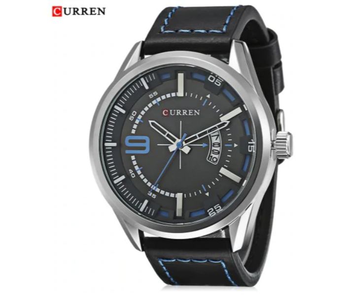 Curren 8295 Analog Quartz Watch For Men Black And Blue - Zoom Image