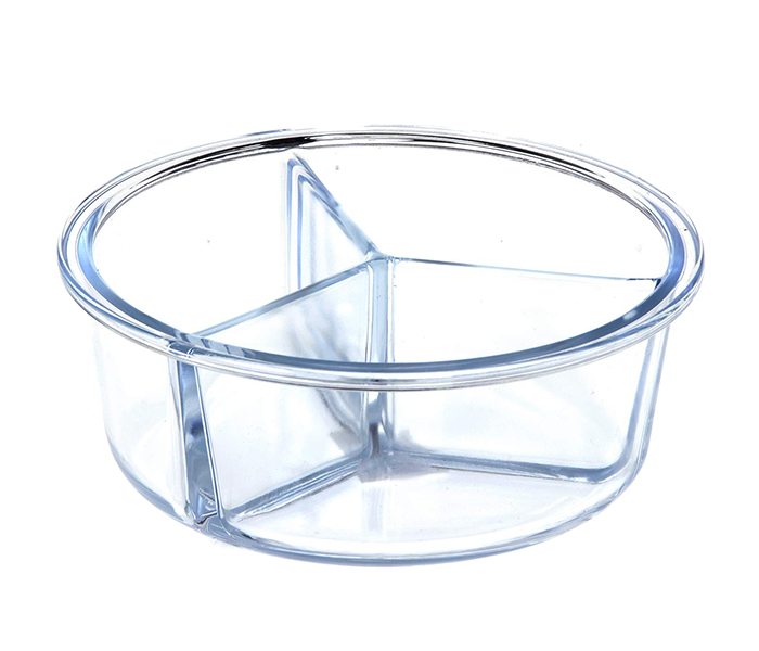 Royalford RF9213 950 ML 3 Compartment Round Food Container - Clear & Green - Zoom Image 2