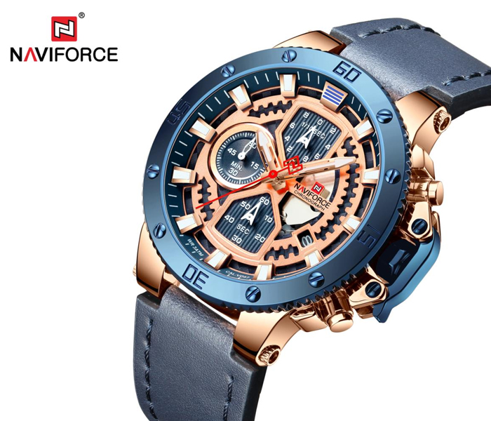 Naviforce 9159 Men Luxury Chronograph Leather Starp Watch - BLUE - Zoom Image 2