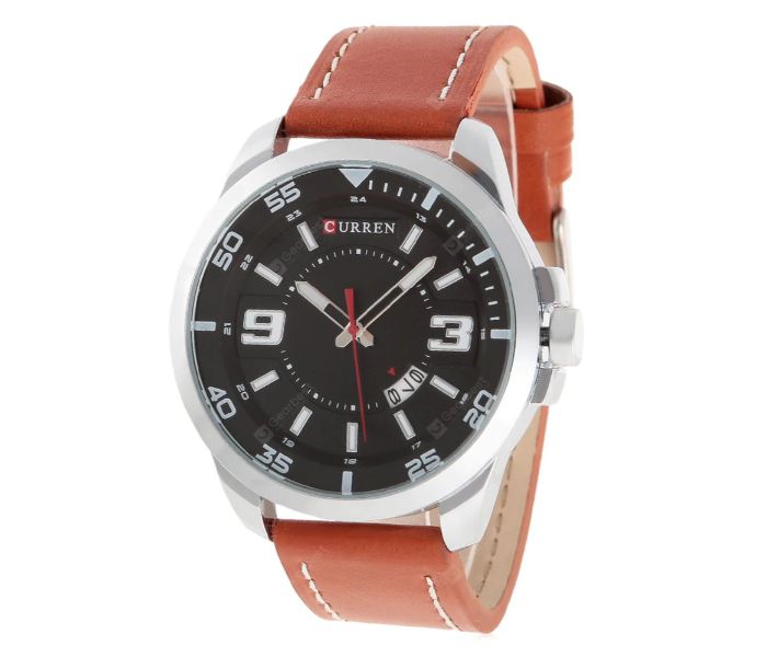 Curren 8213 Casual Date Display Quartz Watch For Men Brown and Silver - Zoom Image 1