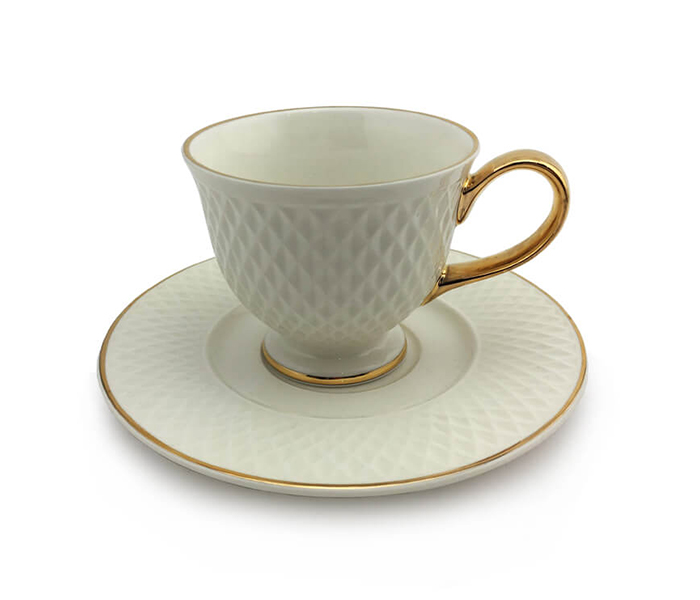 Qualitier QA-IP-3305-06 16 CM Gold Border Cup & Saucer for Cup - White - Zoom Image