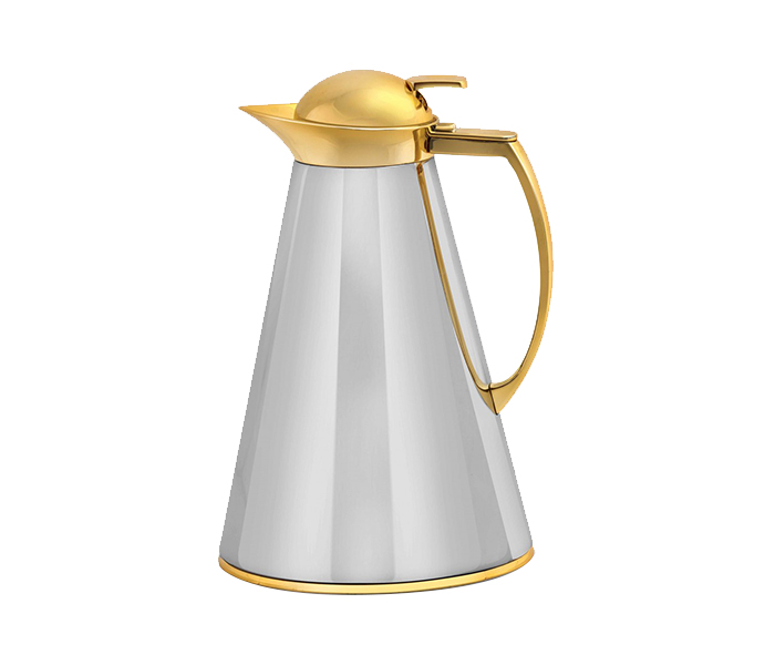 Royalford RF8577 1 Litre Golden Cone Arabic Flask - Silver & Gold - Zoom Image 1