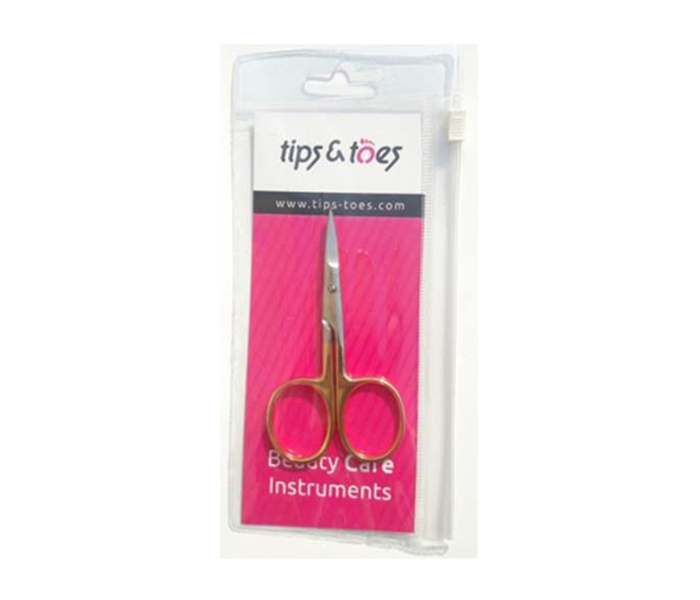 Tips & Toes TT-208G Stainless Steel Nail and Cuticle Curved Scissors - Gold Plated - Zoom Image 3