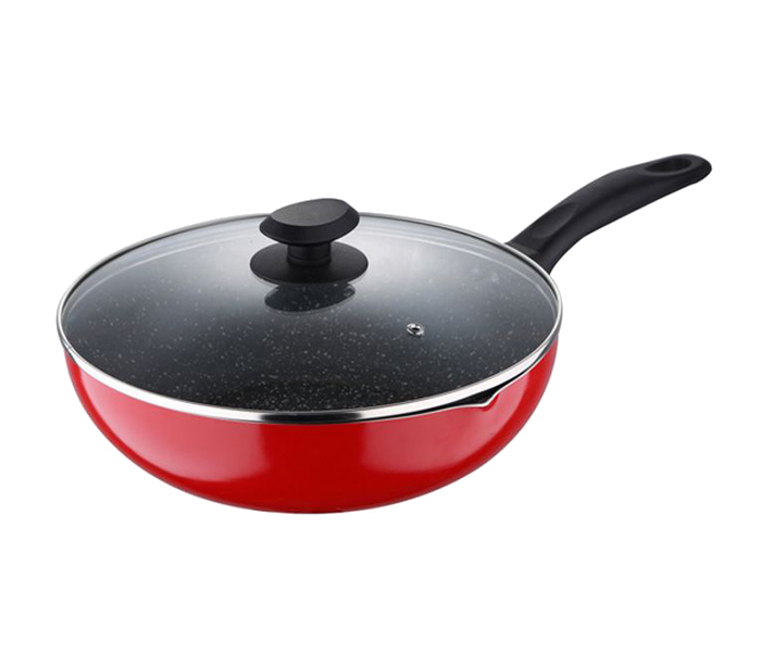 Royalford RF8515 Non-stick Wok Pan with Lid - 28cm, Red & Black - Zoom Image