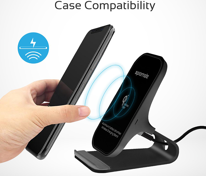 Promate AURADOCK-5 Aluminium Crafted Ultra Fast Wireless Charging Stand - Black - Zoom Image 3