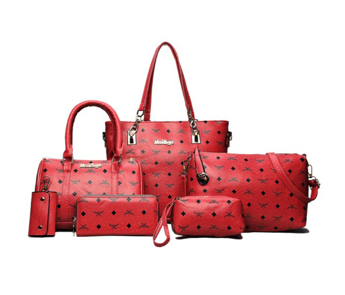 6 Piece Womens Zipper Personality Animal Prints Handbag Set APH77 Red - Zoom Image 2