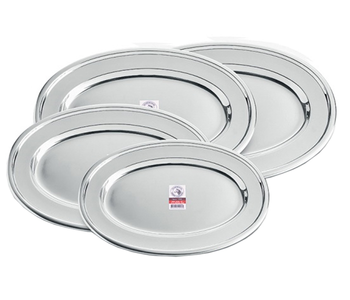 Zebra ZE-121046 Stainless Steel 18 Inch Oval Plate Silver - Zoom Image