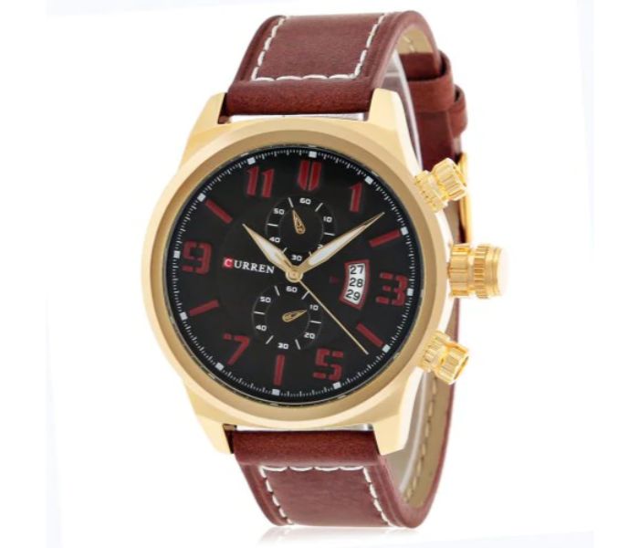 Curren 8200 Casual Rolling Date Screen Quartz Watch For Men Black And Gold - Zoom Image