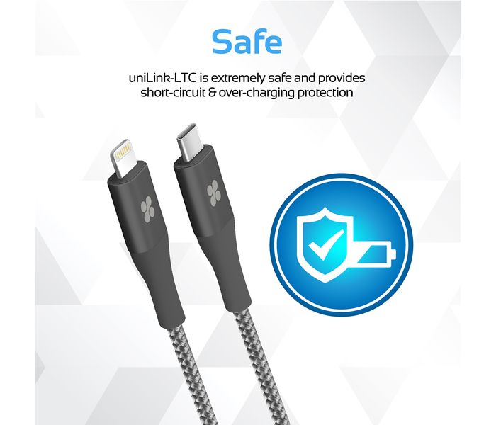 Promate UniLink-LTC USB Type-C OTG Cable with Lightning Connector - Grey - Zoom Image 4