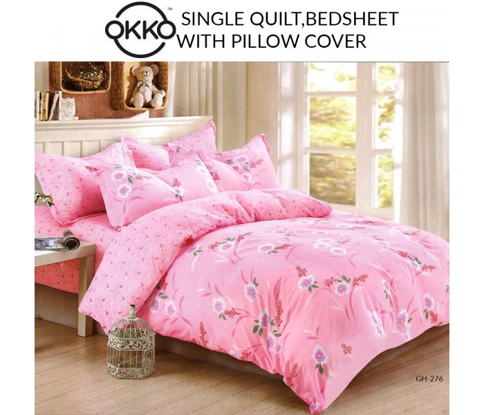 OKKO OK33842 Single Quilt, Bedsheet with Pillow Cover Light Pink - Zoom Image 2