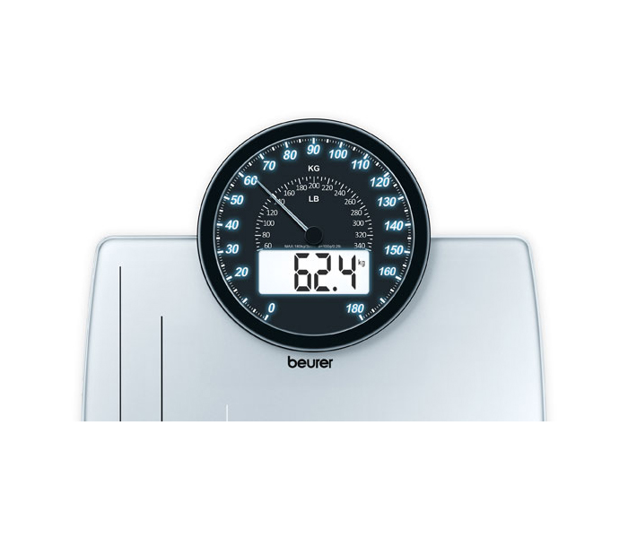 Beurer GS 58 Digital Glass Scale with Round Cockpit Display - White - Zoom Image 1