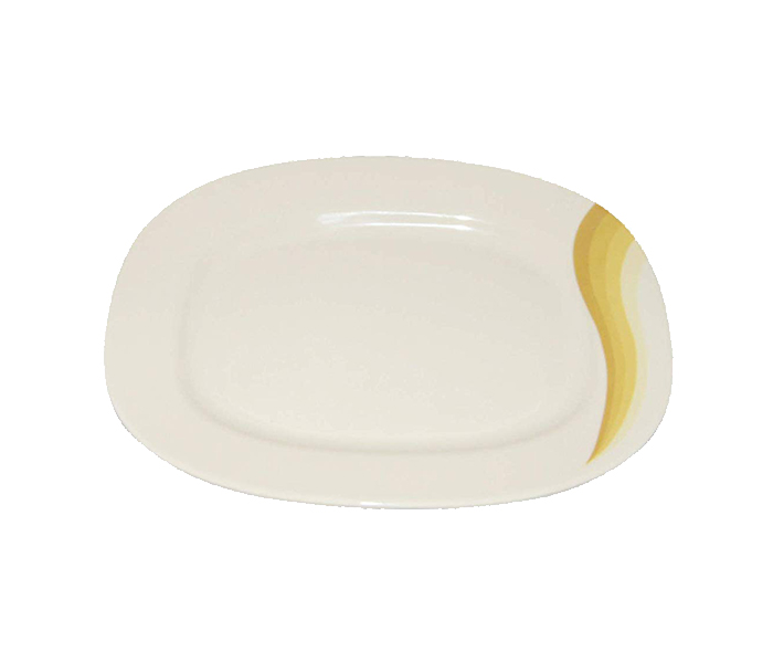 Royalford RF8050 12-inch Melamine Ware Super Rays Oval Plate - Ivory & Yellow - Zoom Image 1