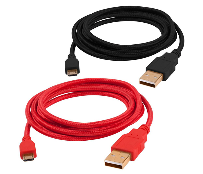 I Sound 6773 Pack of 2 Micro USB Cable - 5Ft, Black & Red - Zoom Image