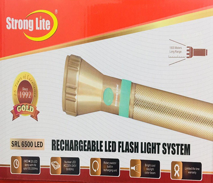 Strong Lite SRL6500LED Rechargeable LED Flash Light 3 SC Gold - Black - Zoom Image