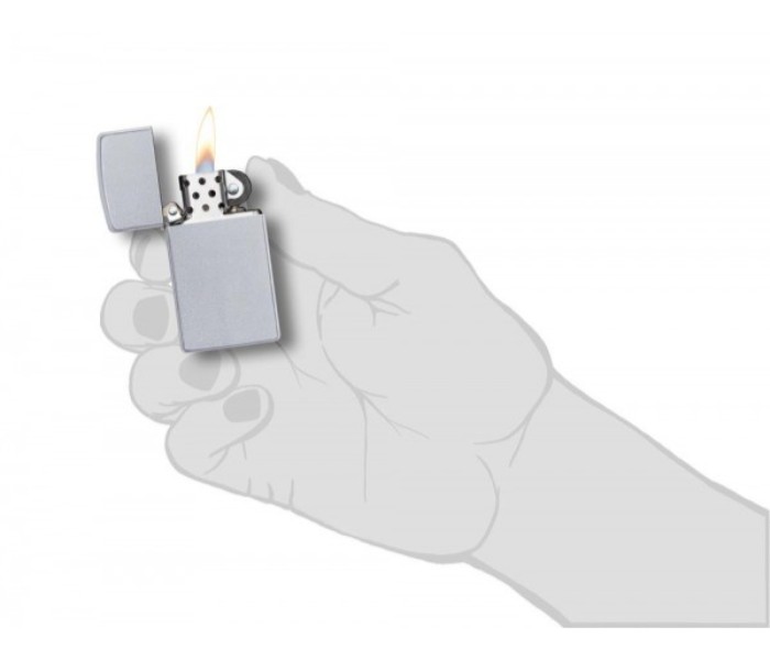 Zippo 1605 Slim Satin Chrome Lighter Silver - Zoom Image 3