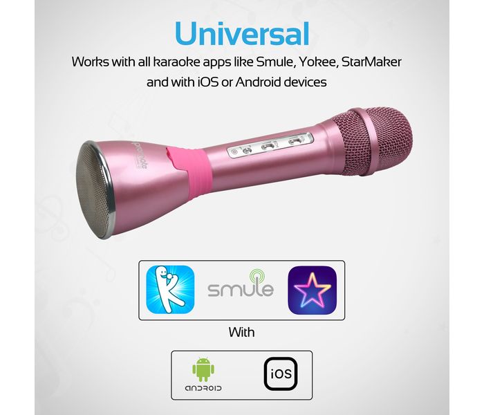 Promate VocaMic-2 Wireless MicroPhone karaoke Machine with Bluetooth Speaker, Pink - Zoom Image 2