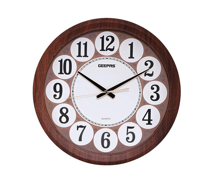 Geepas GWC4803 Taiwan Movement Wall Clock, White & Brown - Zoom Image 4