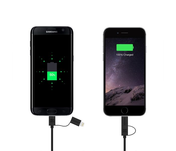 Promate LinkMate-Duo 2 in1 Lightning and Micro-USB Sync & Charge Cable for iPhone and Android Devices - Black - Zoom Image 3