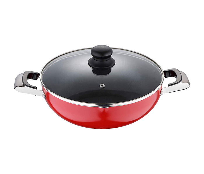 Royalford RF8508 Non-stick Wok Pan with Lid - 26cm, Red & Black - Zoom Image