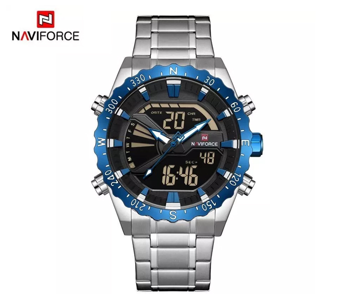 Naviforce 9136 Men Analog-Digital Leather Starp Watch - Blue - Zoom Image 3