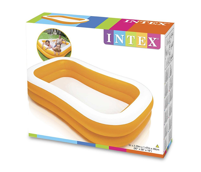 Intex ZX-57181 229 x 147 x 46CM Inflatable 2-ring Family Swimming Pool - Orange - Zoom Image 1