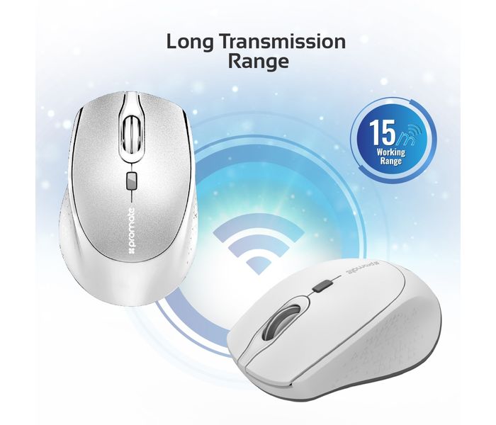 Promate Clix-5 2.4GHz Wireless Optical Mouse with Precision Scrolling, White - Zoom Image 4