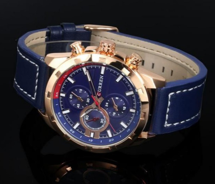 Curren 8216 Leather Strap And Blue Dial Casual Watch for Men - Zoom Image 2